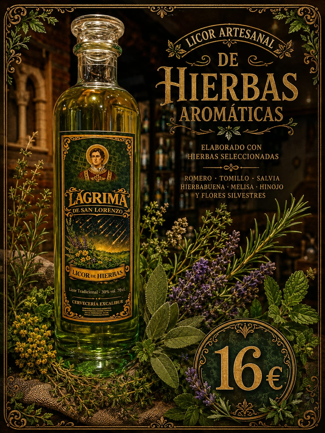 Licor de hierbas aromáticas Lágrima de San Lorenzo