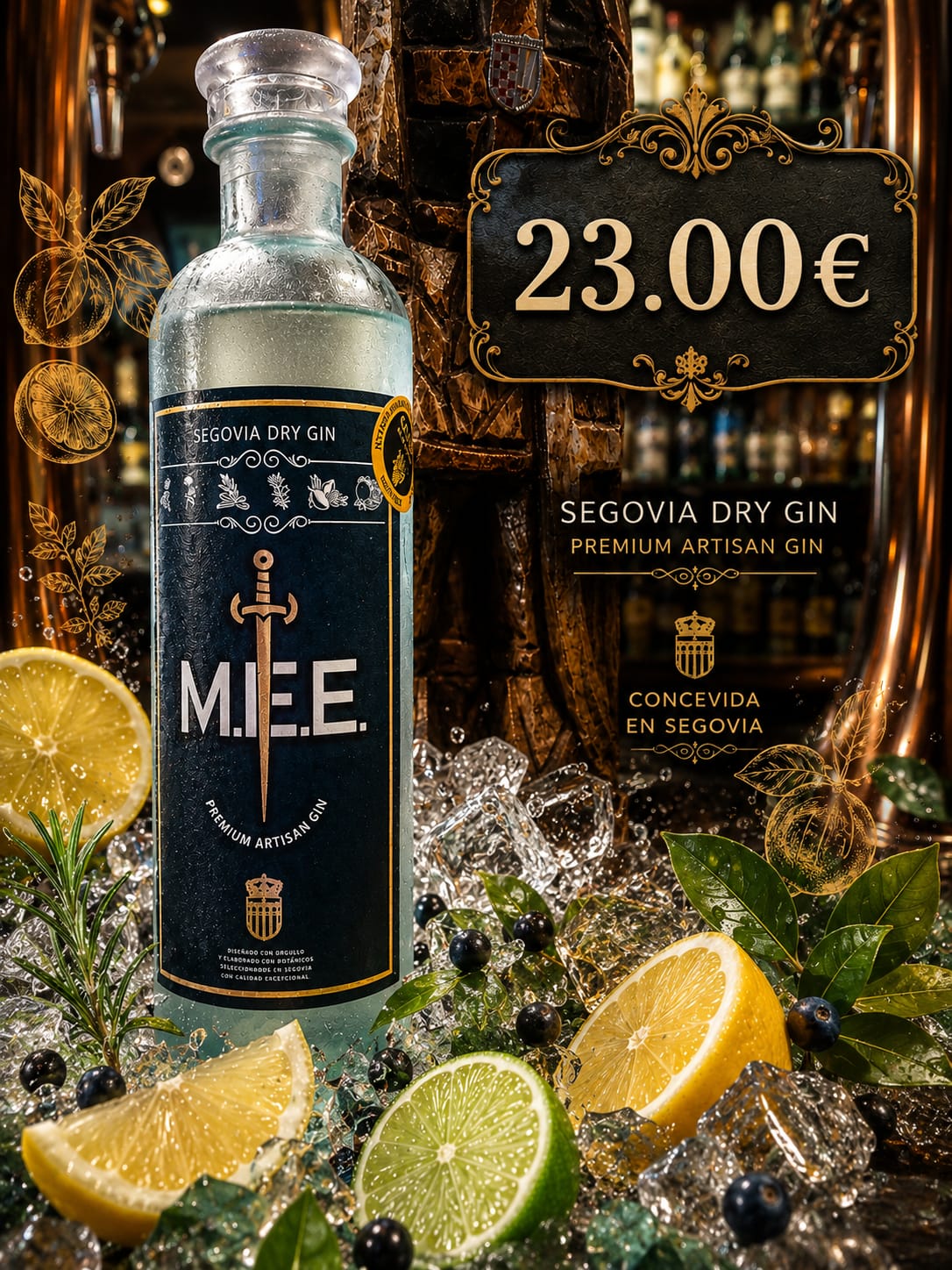 Vermú La Chilíndrina junto a la ginebra M.E.E. en la barra